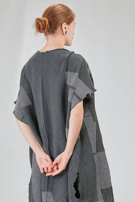 long and wide cardigan in crinkled cotton, nylon and polyamide knit with thin stripes - KNIT KNIT 