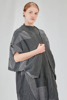 long and wide cardigan in crinkled cotton, nylon and polyamide knit with thin stripes - KNIT KNIT 