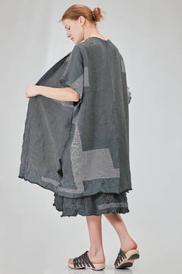 long and wide cardigan in crinkled cotton, nylon and polyamide knit with thin stripes - KNIT KNIT 