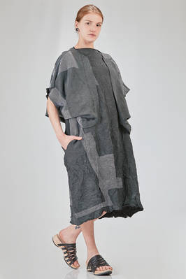 long and wide cardigan in crinkled cotton, nylon and polyamide knit with thin stripes - KNIT KNIT 