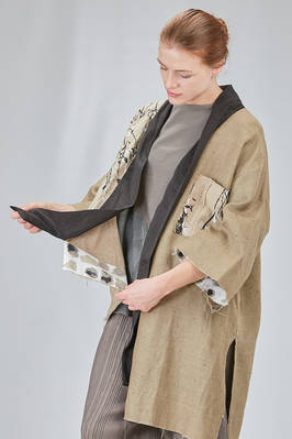 giacca a kimono ampio e asimmetrico in bourette di seta e lino, parti in viscosa - CHRISTINE MOREAU 