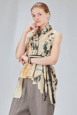 long and soft gilet in screen-printed cotton muslin - CHRISTINE MOREAU 
