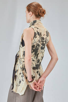 long and soft gilet in screen-printed cotton muslin - CHRISTINE MOREAU 