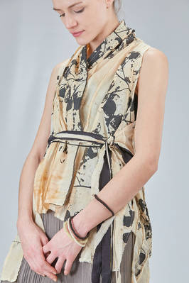 long and soft gilet in screen-printed cotton muslin - CHRISTINE MOREAU 