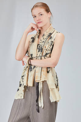 long and soft gilet in screen-printed cotton muslin - CHRISTINE MOREAU 