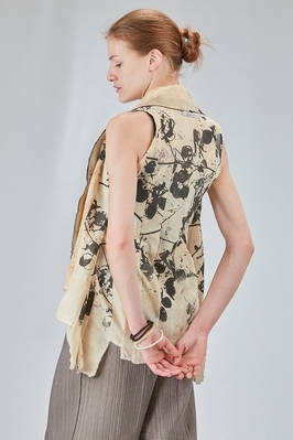 long and soft gilet in screen-printed cotton muslin - CHRISTINE MOREAU 
