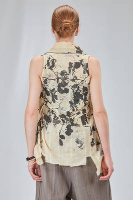 long and soft gilet in screen-printed cotton muslin - CHRISTINE MOREAU 