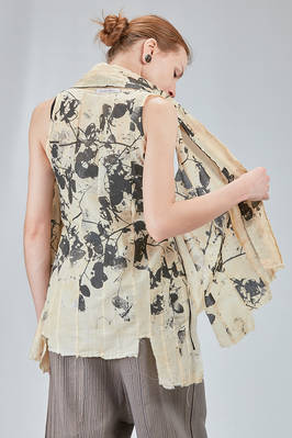 long and soft gilet in screen-printed cotton muslin - CHRISTINE MOREAU 