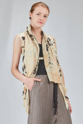 long and soft gilet in screen-printed cotton muslin - CHRISTINE MOREAU 