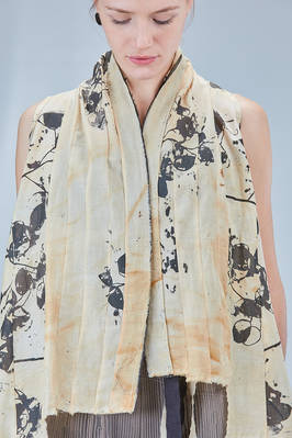 long and soft gilet in screen-printed cotton muslin - CHRISTINE MOREAU 