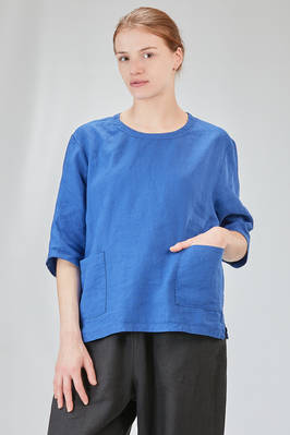 long and wide shirt in flamed and washed linen canvas  - 411