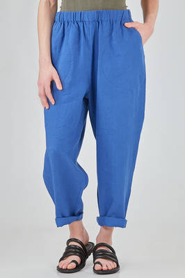 wide trousers in flamed and washed linen canvas  - 411