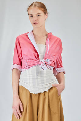 long and wide shirt in overlay cotton poplin with thin vertical stripes  - 410