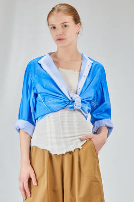 long and wide shirt in overlay cotton poplin with thin vertical stripes  - 410