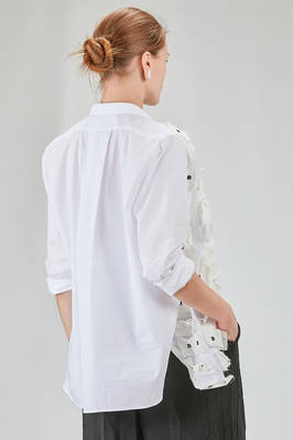 camicia lunga e ampia in popeline di cotone e parti in mussola di cotone - 6167 STUDIO SHIRT 