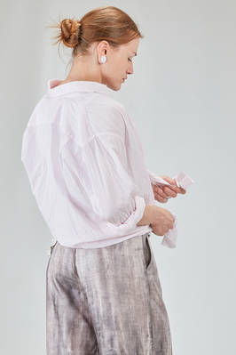 camicia lunga e ampia in popeline millerighe leggerissimo di cotone lavato - 6167 STUDIO SHIRT 