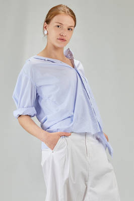 long and wide shirt in light washed pinstriped cotton poplin - 6167 STUDIO SHIRT 