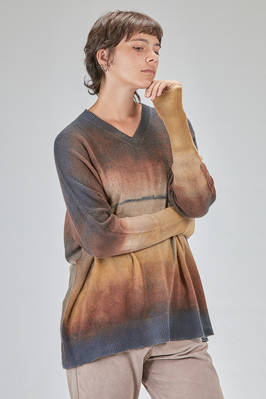 maglia lunga e ampia in garza rasata di cachemire stampata - F-CASHMERE by FISSORE 