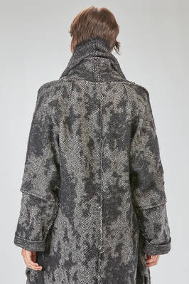 cappotto lungo e ampio in spinato con macchie devoré di lana vergine, alpaca, mohair, poliammide, lana e fettuccia in cotone - FORME D' EXPRESSION 