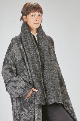 cappotto lungo e ampio in spinato con macchie devoré di lana vergine, alpaca, mohair, poliammide, lana e fettuccia in cotone - FORME D' EXPRESSION 