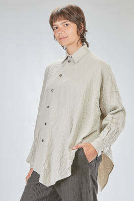 camicia lunga, ampia e asimmetrica, in seersucker lavato e goffrato di cotone ed elastan - FORME D' EXPRESSION 