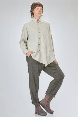 camicia lunga, ampia e asimmetrica, in seersucker lavato e goffrato di cotone ed elastan - FORME D' EXPRESSION 