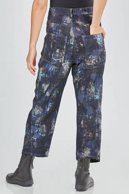 pantalone 5 tasche in denim brillante di cotone e poliestere con stampa paisley - FORME D' EXPRESSION 