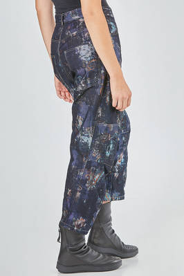 pantalone 5 tasche in denim brillante di cotone e poliestere con stampa paisley - FORME D' EXPRESSION 