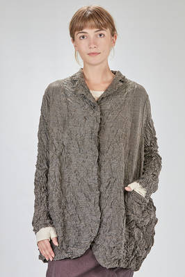 long and soft jacket in crinkled melange polyester and wool froissé  - 123