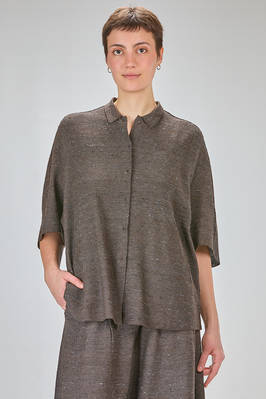 long, loose-knit shirt in shantung-effect silk and melange cotton  - 227