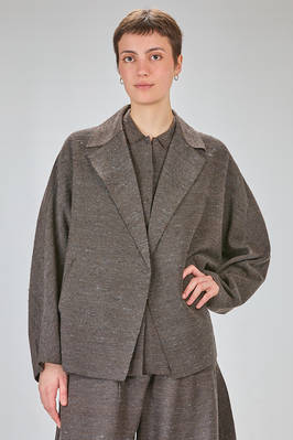 long, loose jacket in shantung-effect silk and melange cotton knit  - 227