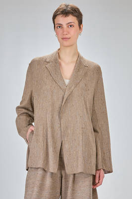 long and soft-knit jacket in shantung-effect silk and melange cotton  - 227