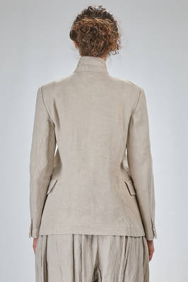 hip-length jacket, slightly fitted, in washed linen herringbone and polyester san gallo lace - COMME DES GARÇONS 