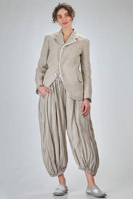 hip-length jacket, slightly fitted, in washed linen herringbone and polyester san gallo lace - COMME DES GARÇONS 