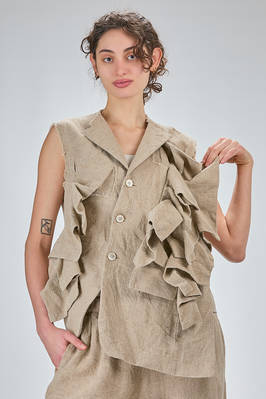 hip-length asymmetrical 'sculpture' waistcoat, in heavy washed yuta-like linen canvas  - 48