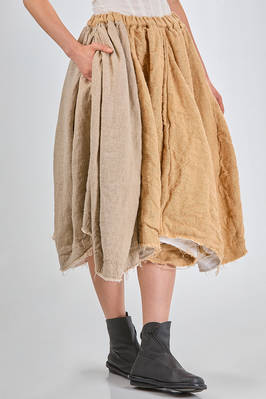 'sclpture' skirt , under-the-knee, wide, of heavy jute, ramié and cotton - COMME DES GARÇONS 