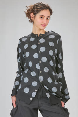 long, asymmetrical cardigan in wool stockinette knit with printed polka dots  - 74