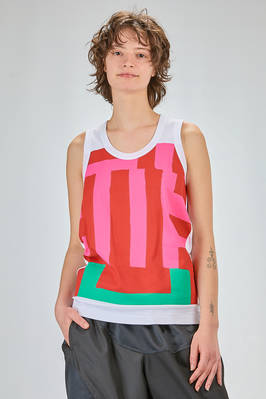 hip-lenght tank top, soft, in printed cotton jersey  - 157