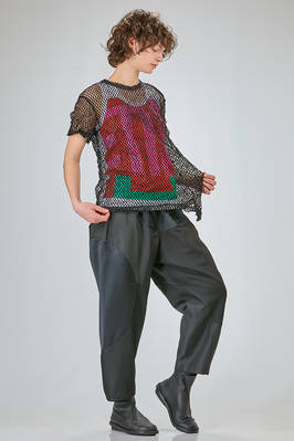 hip-lenght t-shirt, soft and asymmetrical in treated polyester net - COMME des GARÇONS - COMME des GARÇONS 