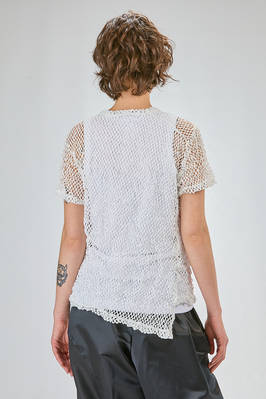 hip-lenght t-shirt, soft and asymmetrical in treated polyester net - COMME des GARÇONS - COMME des GARÇONS 