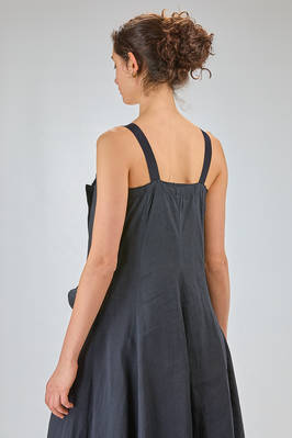 couture long slim waisted dress in flamed washed linen canvas - MARC LE BIHAN 