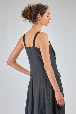 couture long slim waisted dress in flamed washed linen canvas - MARC LE BIHAN 