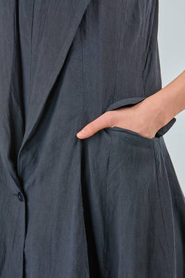 couture long slim waisted dress in flamed washed linen canvas - MARC LE BIHAN 