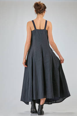 couture long slim waisted dress in flamed washed linen canvas - MARC LE BIHAN 