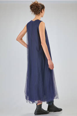 long dress, wide and flared, in polyamide tulle and washed silk crêpe de chine - MARC LE BIHAN 