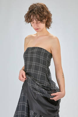 strapless asymmetrical bustier in cotton and silk madras - MARC LE BIHAN 