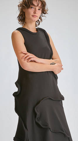 abito ‘sculpture’ sotto al ginocchio sfiancato in jersey di cotone e spandex - MELITTA BAUMEISTER 