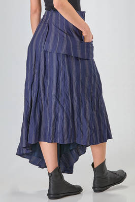 gonna longuette, asimmetrica in gessato lavato di cotone, metallo e poliammide - MARC LE BIHAN 