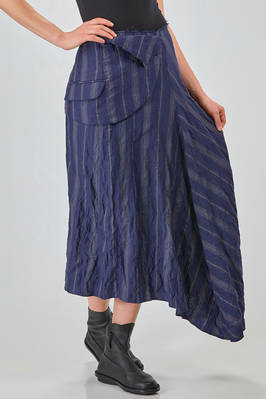 gonna longuette, asimmetrica in gessato lavato di cotone, metallo e poliammide - MARC LE BIHAN 
