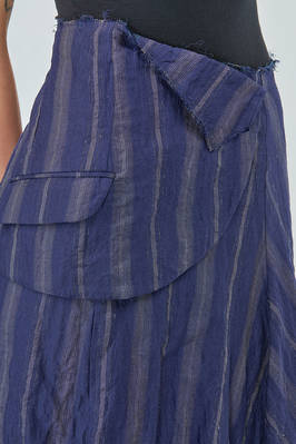 gonna longuette, asimmetrica in gessato lavato di cotone, metallo e poliammide - MARC LE BIHAN 